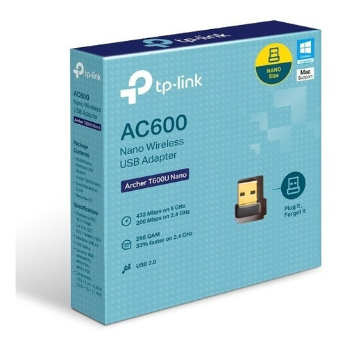 Imagem 1 de 5 de Adaptador Archer T2u Nano Usb Wi-fi Wireless Ac600 Tp-link