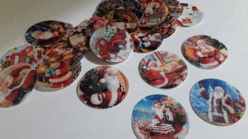 Imagem 4 de 4 de Natal Papel De Arroz Redondo Com 3,8 Cm 35 Unidades