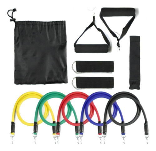 Kit Tubing Elástico 11 Itens Treinamento Funcional Pilates