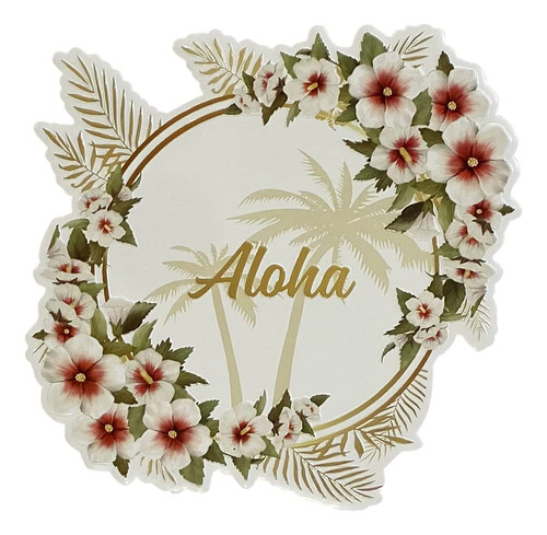 Iman Hibisco Aloha Hawaii Letra Colorida Relieve Decoracion