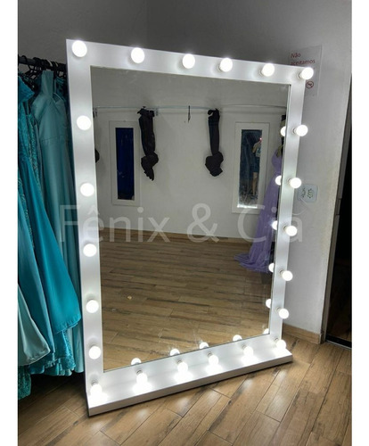 Espelho Camarim 1m85 X 1m35 Com Rodinhas + Kit Fiação Cor Branco