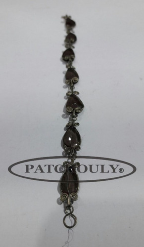 Imagen 3 de 3 de Pulsera 7 Piedras De Vidrio Alpaca Gota/lagrima. Hecha Mano