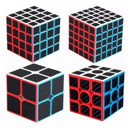 Pack 4 Cubos Tipo Fibra De Carbono 2x2, 3x3, 4x4, 5x5