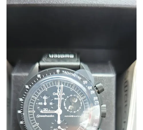 Relógio Swatch X Omega Moonswatch Moonphase Snoopy Preto