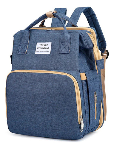 Bolso Tipo Pañalera Cambiador Cuna Portatil  Morral Azul