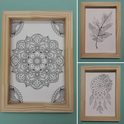 Cuadro P/pintar 17x25cm C/marco Diseños A Elección Mandalas
