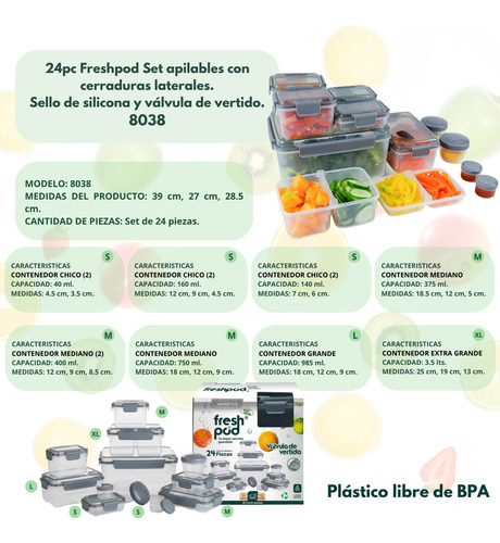 Set PraktiPod 24pc Con Cierre Lateral Freshpod 8038