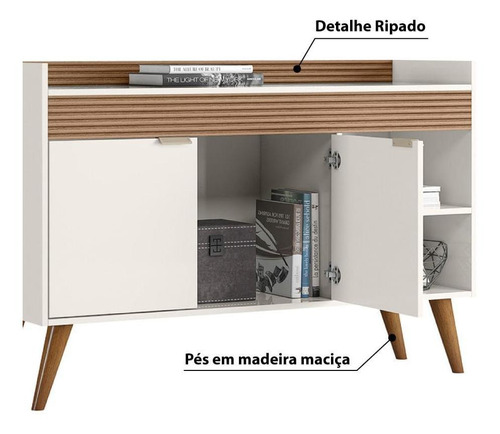 Buffet Demadero con 2 puertas, blanco roto/color natural, blanco roto