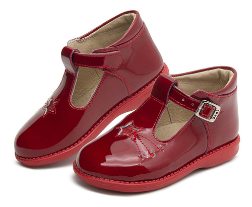 Zapato Niña Piel Dogi Botita Con Arco Charol Rojo 15-17.5