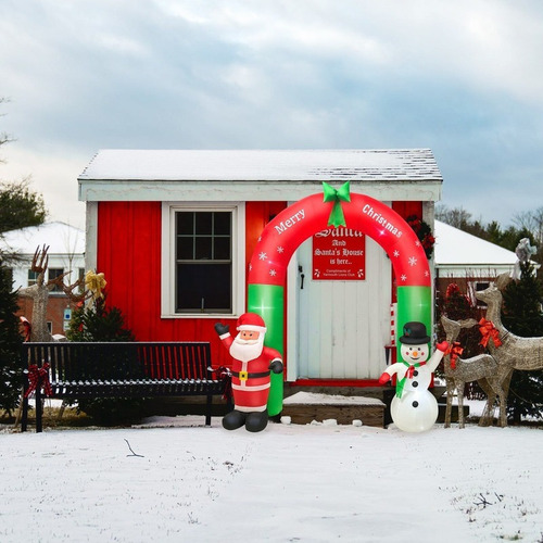Patio De Arco Inflable De Papá Noel Y Muñeco De Nieve De 8 P