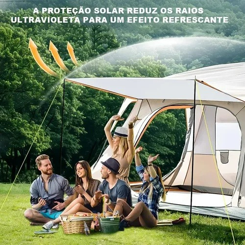 Carpa 12 Personas Impermeable Con Doble Capa Y Ventilación