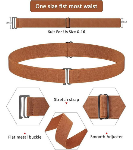 4 Pieces Women's Invisible Belt With Flat Buckle Loop Belt