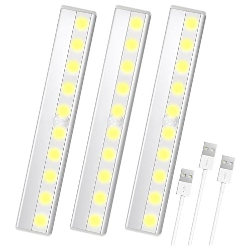 Pack De 3 Luces De Armario Sensor De Movimiento, 10 Led...