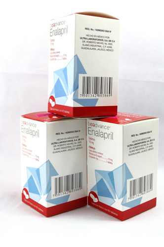 180 Tabletas De Enalapril 10 Mg, (3 Frascos Con 60 Tabletas)