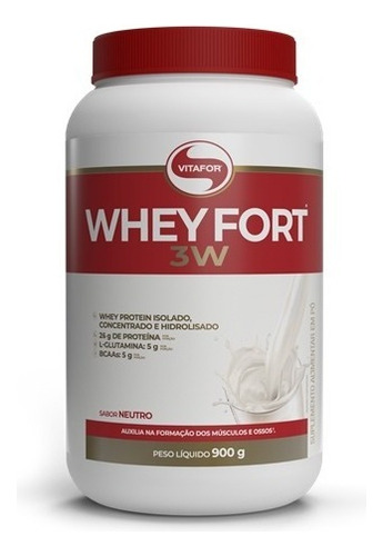 Suplemento em pó Vitafor  Whey e proteínas Whey Fort 3W whey protein Whey Fort 3W em pote de 900g