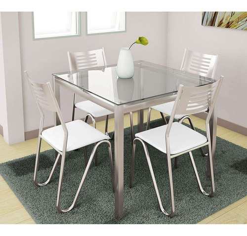 Conjunto De Mesa Com 4 Cadeiras Branco Reno Com Nápolis K...