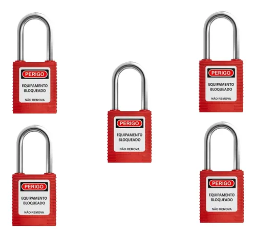 comprar Kit 5 Cadeado Bloqueio Haste Metálica Loto Lockout Nr 12