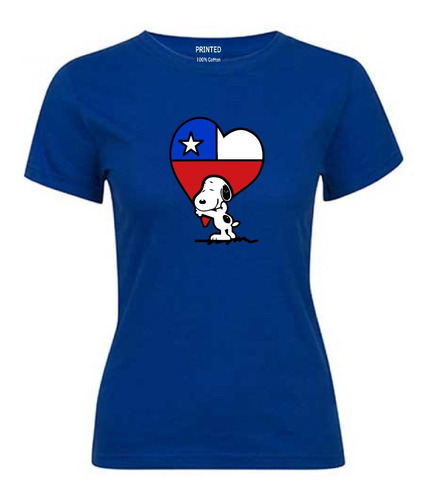 Polera Mujer Estampado Snoopy Corazón Chilena