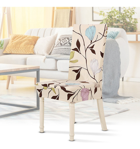Funda De Silla Elástica Con Estampado De Poliéster Extraíble
