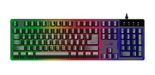 Teclado gamer Genius GX Gaming Scorpion K8 QWERTY inglés US color negro con luz de 7 colores