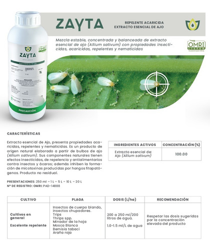 Extracto De Ajo Al 100 % Insecticida Organico Zayta 20 Lts