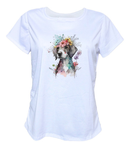 Blusa Playera Perro Pintura Flores Dutu Fanelia