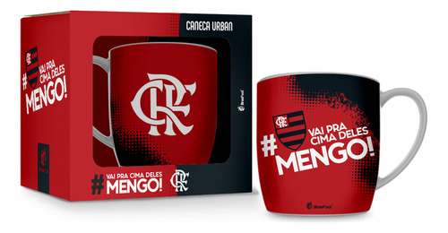 Caneca Porcelana Urban 360ml Flamengo Licenciado P/ Presente Cor Vai Pra Cima Deles Mengo