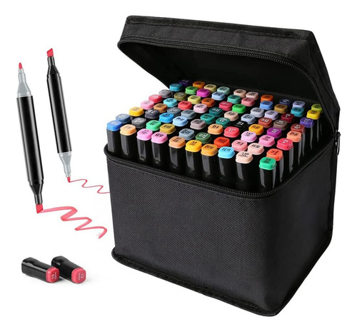 Marcadores De Dibujo X 48 Colores Doble Punta Base Alcohol