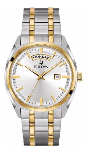 Reloj Bulova Classic 98c127 Original Color De La Correa Plateado Pvd Amarillo Color Del Bisel Amarillo Color Del Fondo Plateado