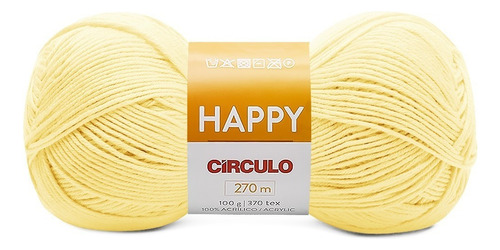 Fio Happy Circulo 100g Tex 370 270mts Crochê Tricô Cor 1771- Amarelo Candy