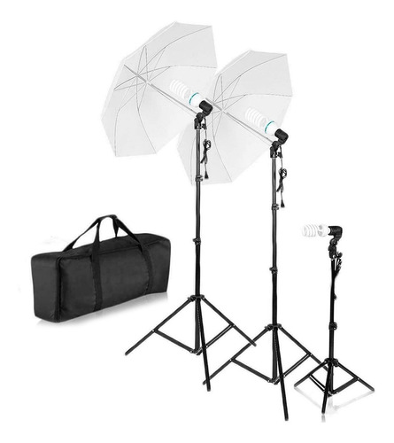 Kit Iluminacion Estudio 675w 2 Sombrillas Fotografia Video