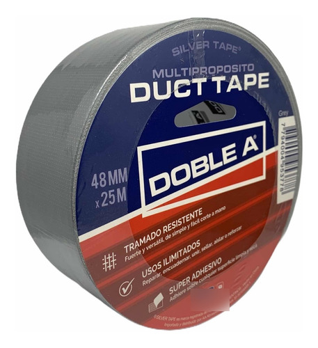 Cinta Ductape Multipropósito Doble A 48mm X 25mts Gris