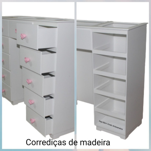 Imagem 4 de 10 de Penteadeira Camarim 11 Gavetas Com Espelho + Brinde !!!