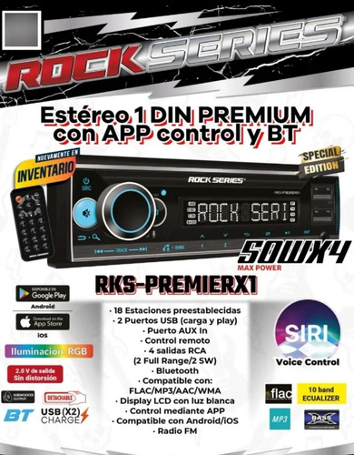 Auto Estéreo 1din Premium Rockseries Rks Premierx1 Bluetooth