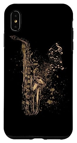 Funda Para iPhone XS Max, Saxofón, Estilo Vintage Con Mus-02