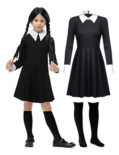 Disfraz De Halloween Para Niñas De The Addams, Vestido De Co