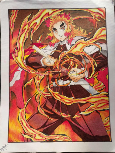 Dibujo De Rengoku Serie Anime Demon Slayer Jimetsu No Jaiba (Usado)