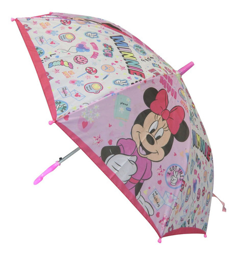 Paraguas Infantil Mickey Y Minnie Oficial 50 Cm Color Rosa