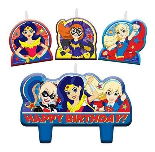 Dc Super Hero Velas De Cumpleaños Para Niñas (4 Unidades)