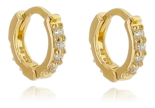 2 Piercing Cartilagem Brinco Argola Dourado Pedra Zirconia