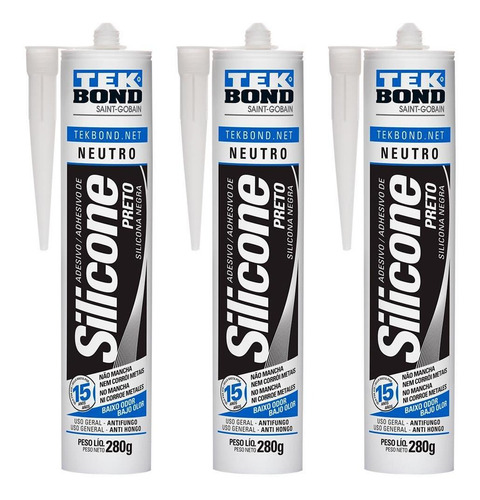 Imagem 3 de 4 de Silicone Acético Tek Bond De Uso Geral Kit 3 Unidades 280g