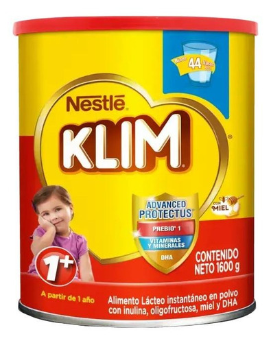 Imagen 1 de 1 de Leche de fórmula en polvo Nestlé Klim 1+ en lata de 1.6kg - 12 meses 3 años