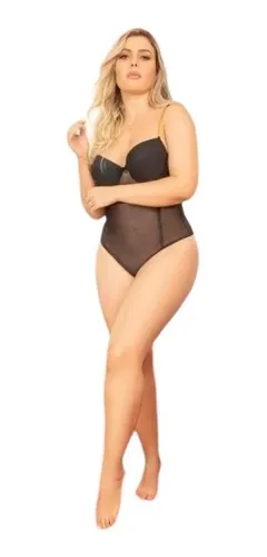 Body Blusa Encaje Licrado Escote Hilo Lencería Teddy Cuello