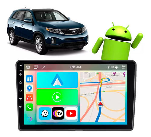 Kit Multimidia Android 9 Polegadas Sorento 13-15 Spotify Tv