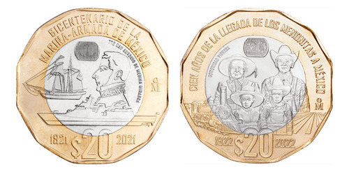 Nuevas Monedas 20 Pesos México Dodecagonales Sin Circular