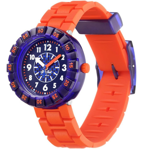 Flik Flak Swiss Quartz Correa De Silicona, Naranja, 16 Reloj