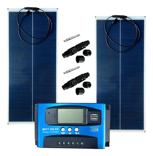 Kit Placa Solar 150w Caminhão Motorhome Fotovoltaico 2x 75w Cor Preto Voltagem De Circuito Aberto 2105v Voltagem Máxima Do Sistema 150v