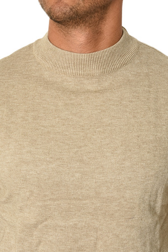 Suéter Tejido Premium Cuello Medio Beige Moller