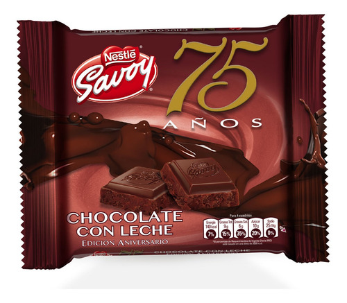 Imagen 1 de 8 de Savoy® 75 Aniversario Chocolate Con Leche De 100g