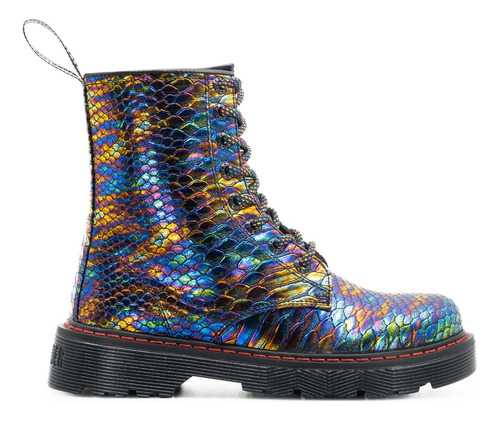 Botas Góticas Mujer Multicolor Escamas Serpiente Bota Larga